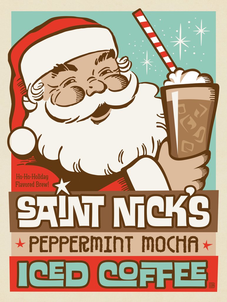 Saint Nick's Peppermint Mocha Iced Coffee - Art Print - Artwork