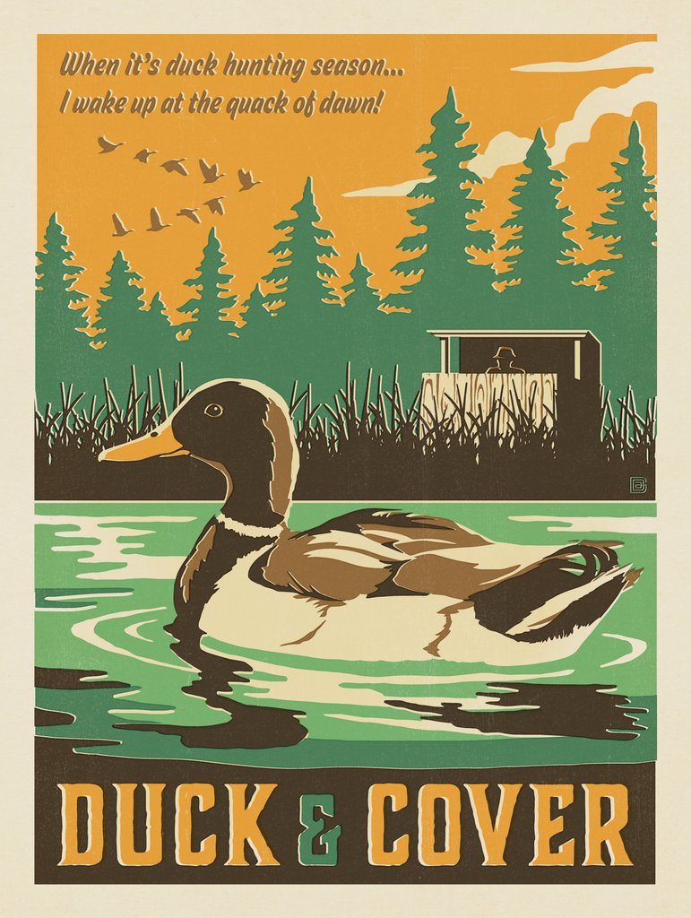 Duck And Cover - Metal Sign - Artwork