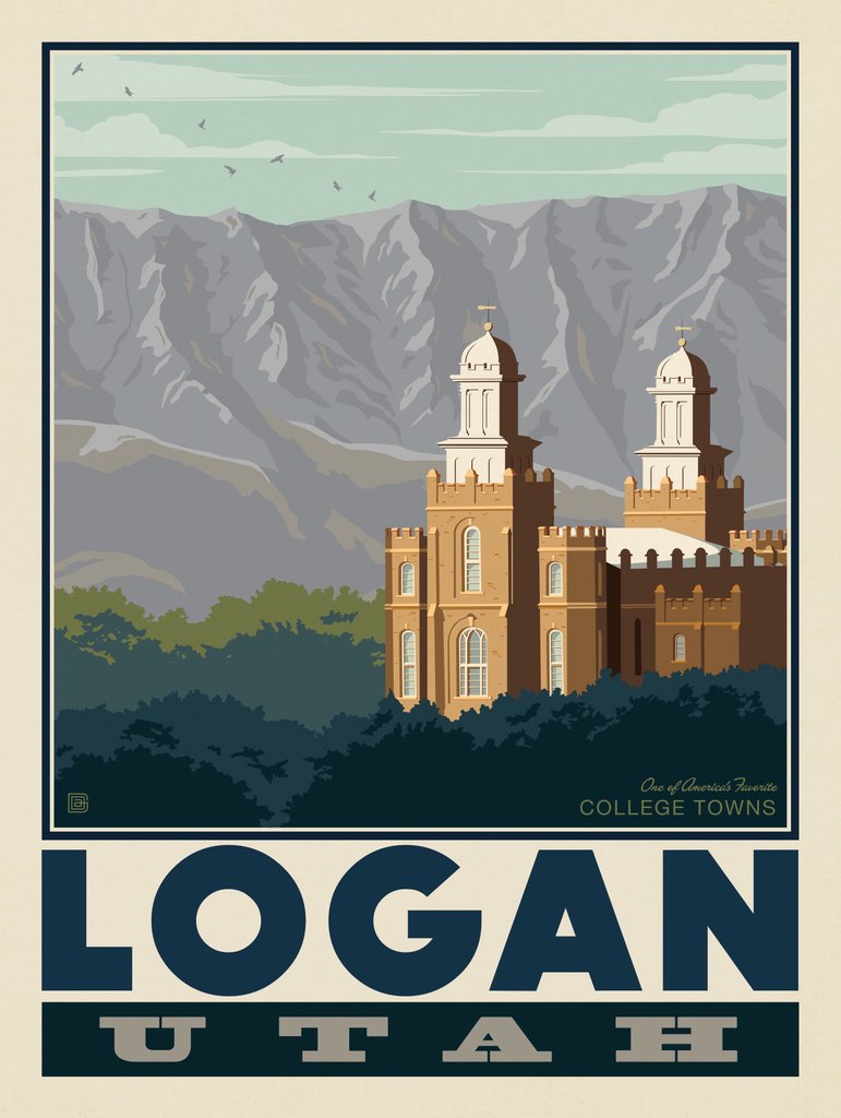 American College Towns: Logan, Utah - Postcards - Artwork