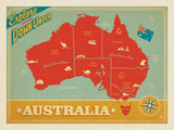 Australia: Explore Down Under Map - Notecards - Artwork