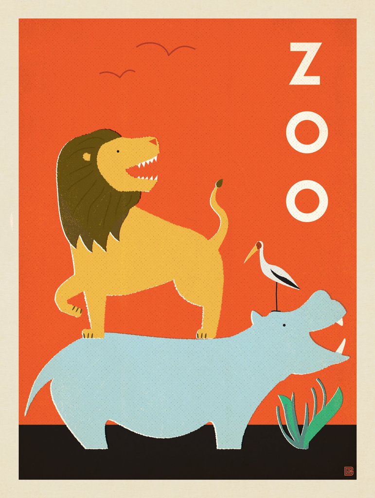 Zoo Buddies: Orange - Metal Sign - Artwork