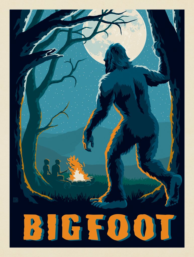 Bigfoot At Night - Postcards - Artwork