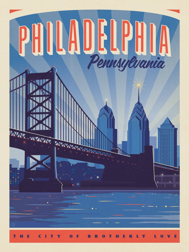 Philadelphia: Benjamin Franklin Bridge - Postcards - Artwork