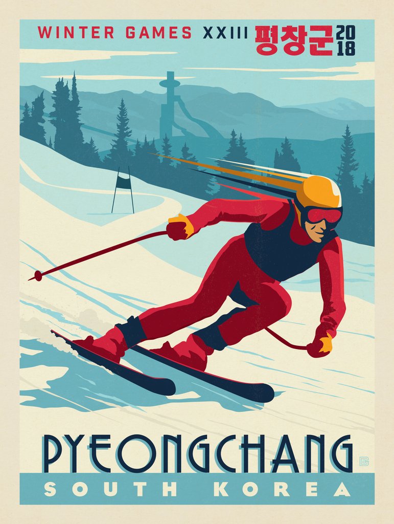 South Korea: 2018 Winter Games: PyeongChang: Skier - Canvas - Artwork