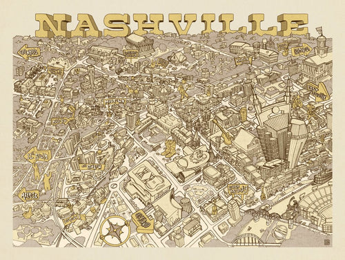 Illustrated Map of Nashville - Art Print - Artwork