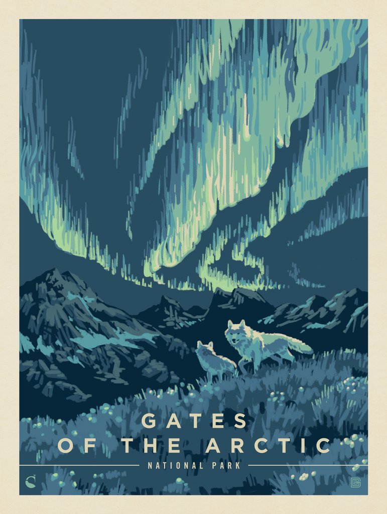 Gates of the Arctic National Park: Northern Lights - Notecards - Artwork