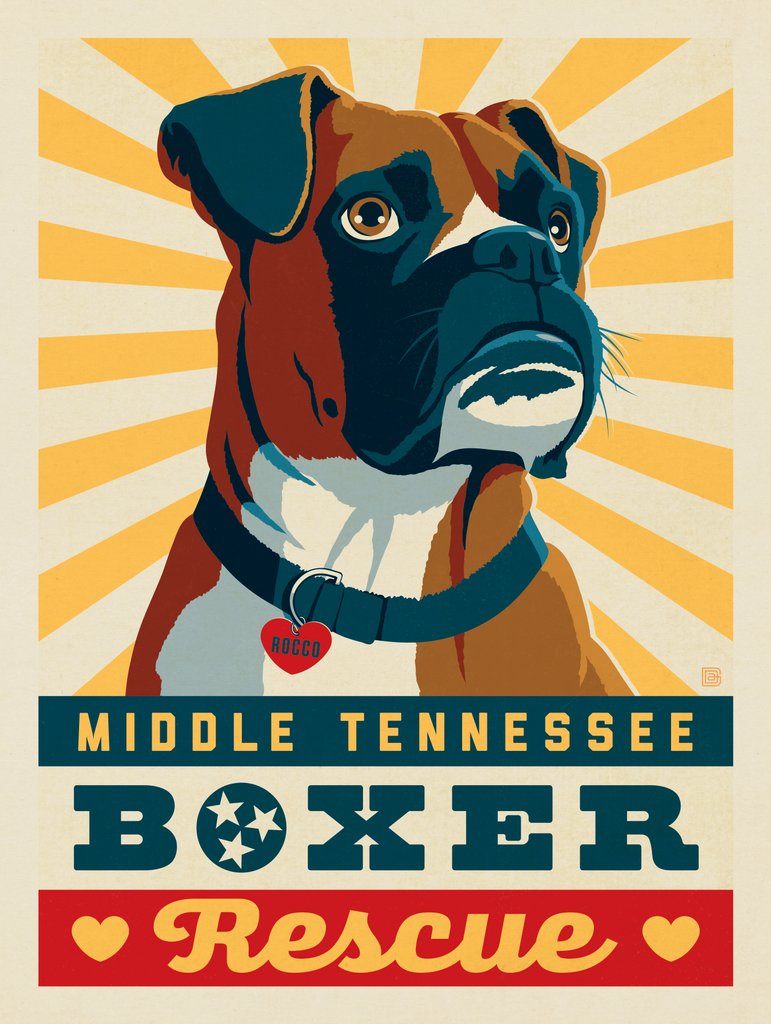 Middle Tennessee Boxer Rescue Fundraiser Print #1 (Rocco) - Metal Sign - Artwork
