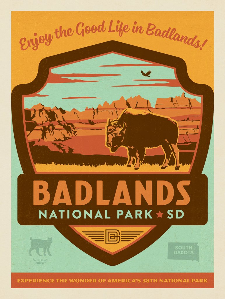 Badlands National Park: Emblem Print - Postcards - Artwork