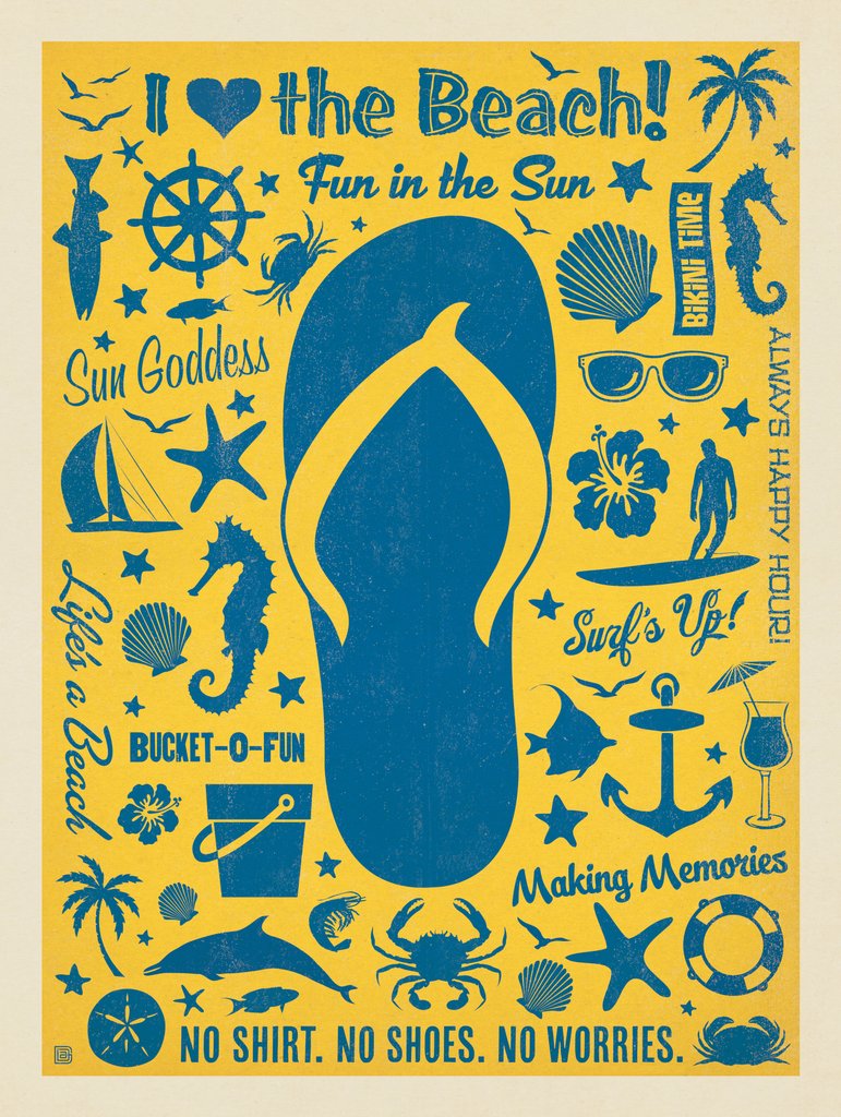 Flip Flop Pattern Print - Postcards - Artwork