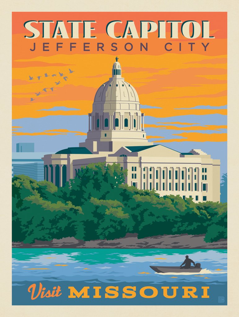 MO—Visit Missouri: Jefferson City State Capitol - Notecards - Artwork