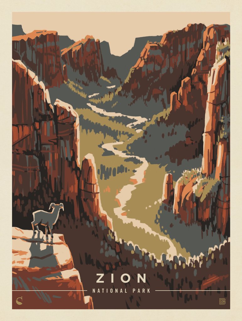 Zion National Park: Majestic Valley View - Metal Sign - Artwork