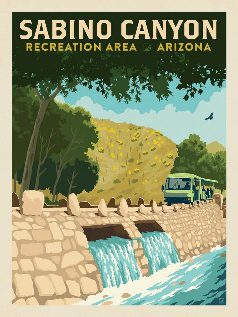 Sabino Canyon Recreation Area, AZ - Postcards - Artwork