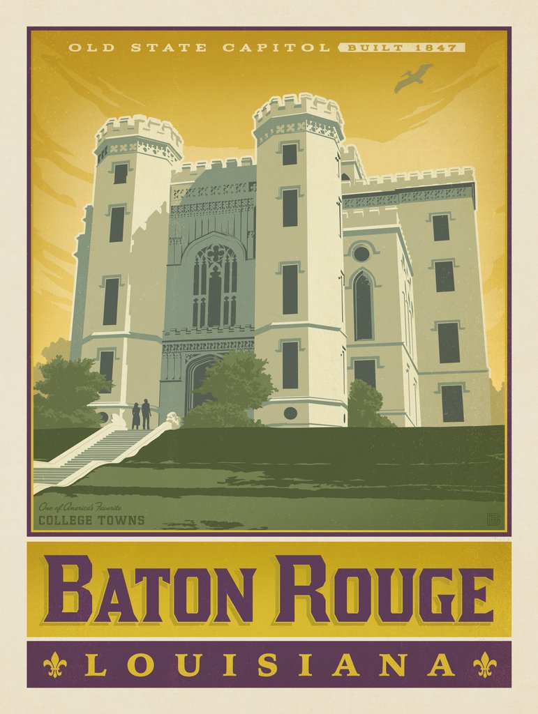 American College Towns: Baton Rouge, LA - Notecards - Artwork