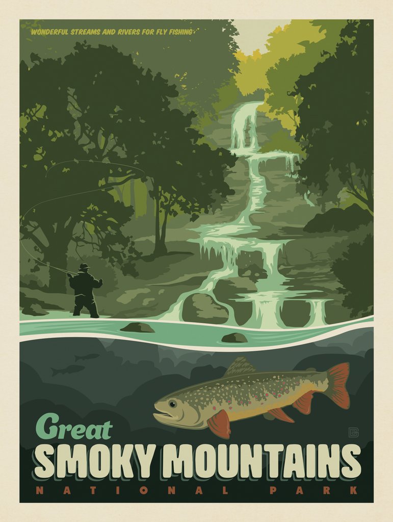 Great Smoky Mountains National Park: Speckled Trout - Metal Sign - Artwork