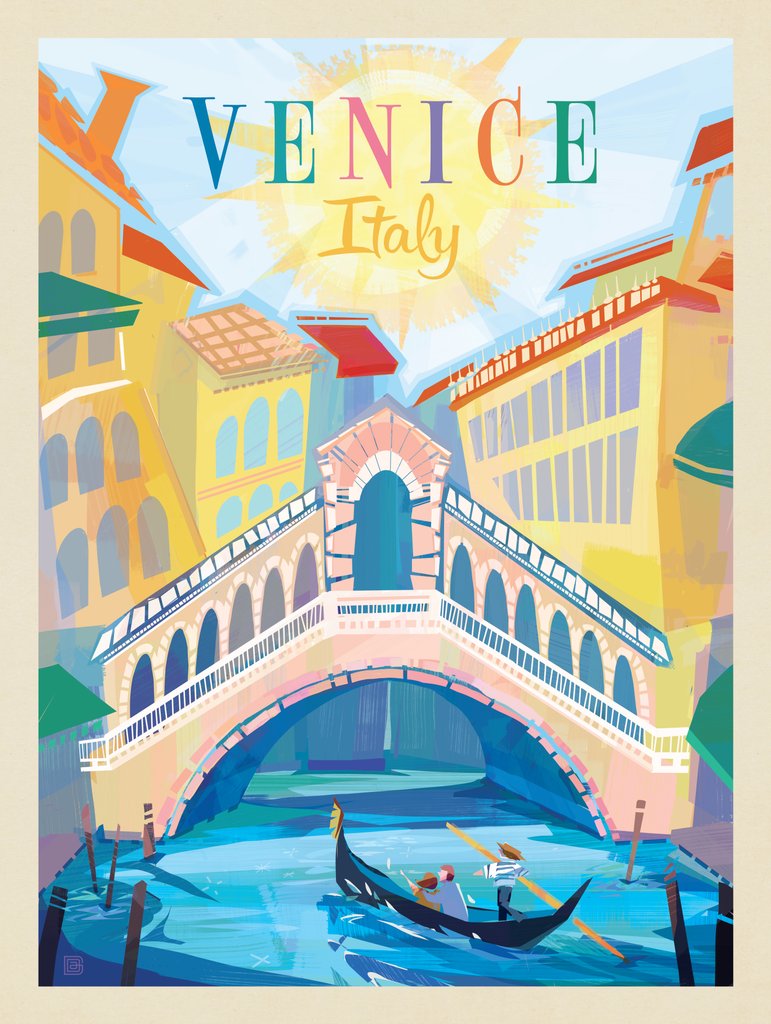 Italy, Venice: (Mod Design) - Notecards - Artwork