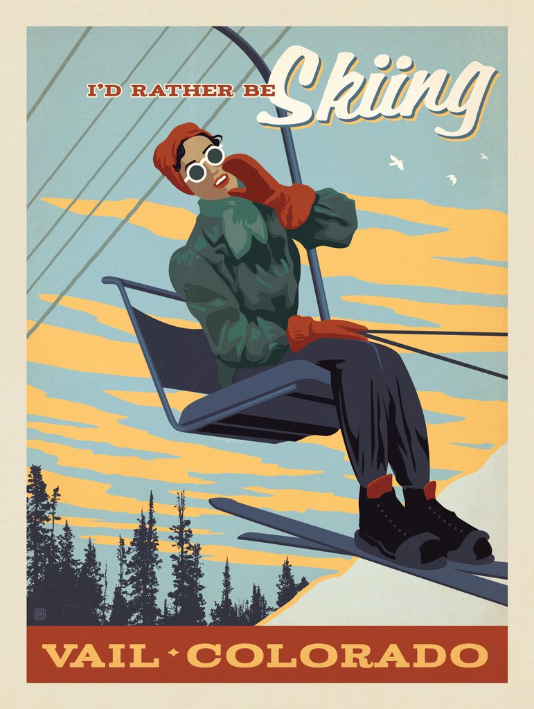 Vail, Colorado: I'd Rather Be Skiing - Notecards - Artwork