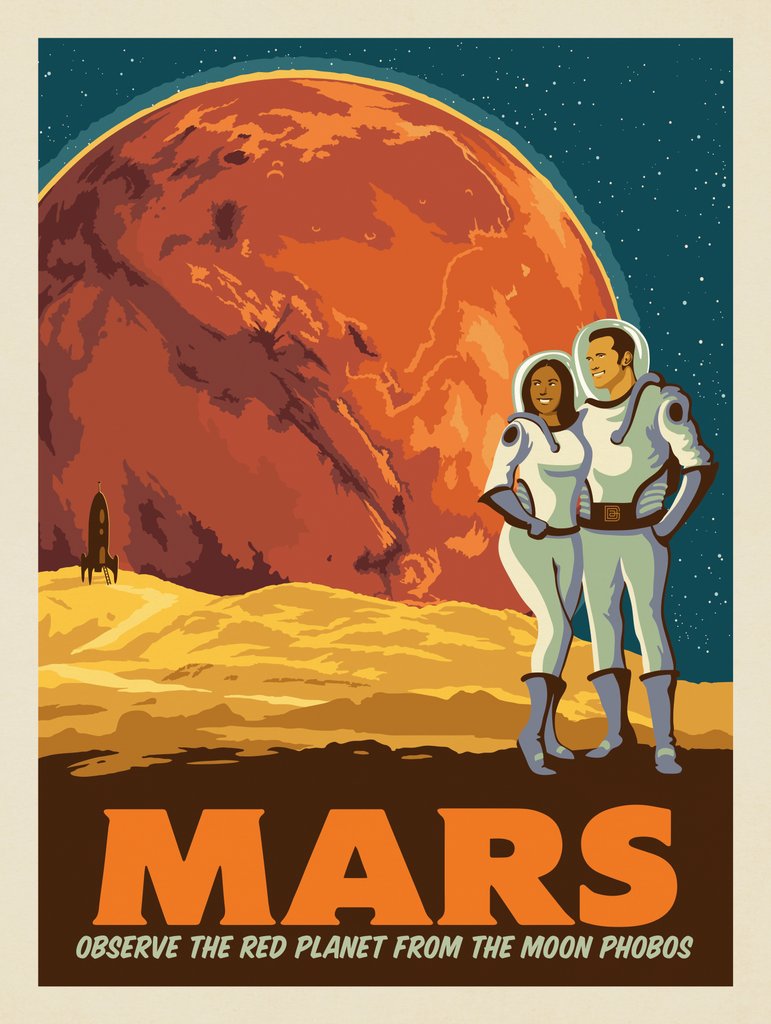 Mars: As Seen From The Moon Phobos - Notecards - Artwork