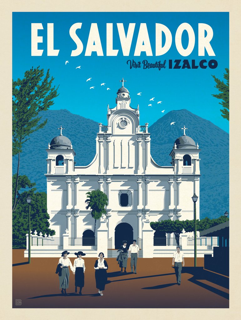 El Salvador: Izalco - Metal Sign - Artwork