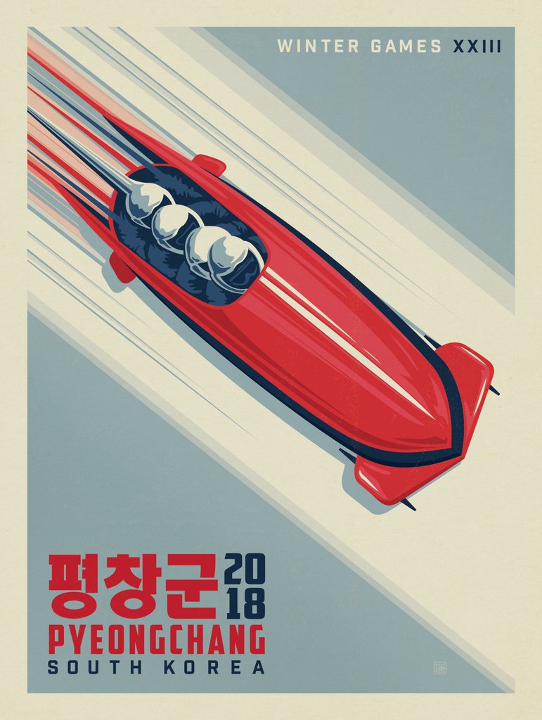 South Korea: 2018 Winter Games in PyeongChang: Bobsled - Postcards - Artwork