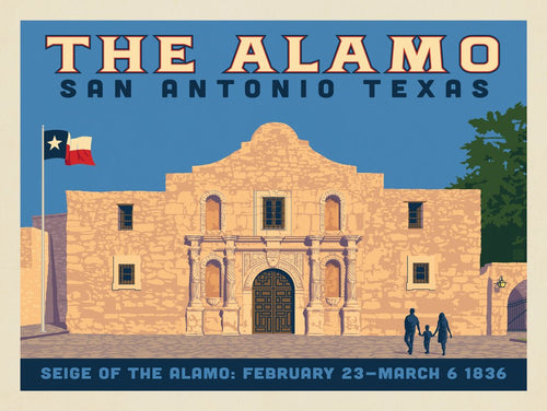 San Antonio, TX: The Alamo (Horizontal) - Art Print - Artwork
