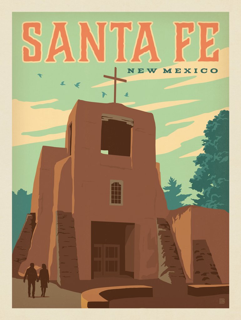 Santa Fe, New Mexico - Postcards - Artwork