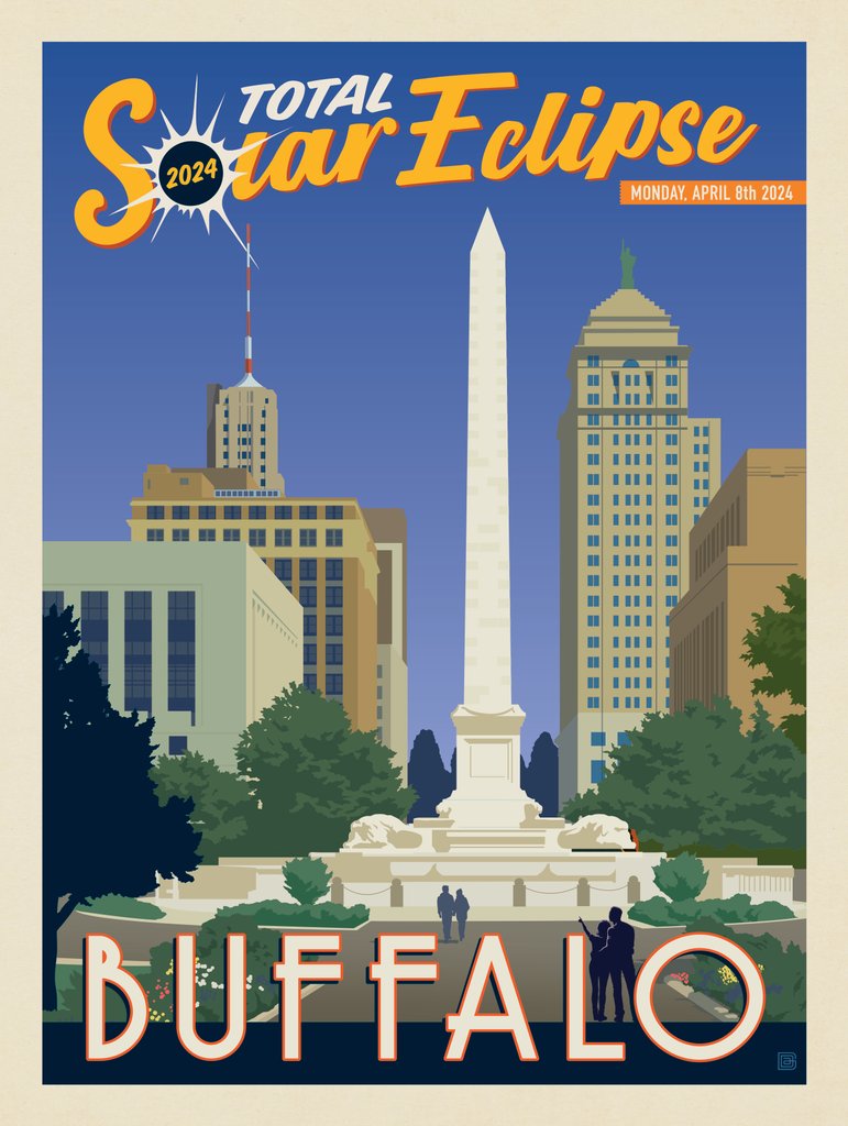 2024 Total Solar Eclipse: Buffalo, New York - Art Print - Artwork