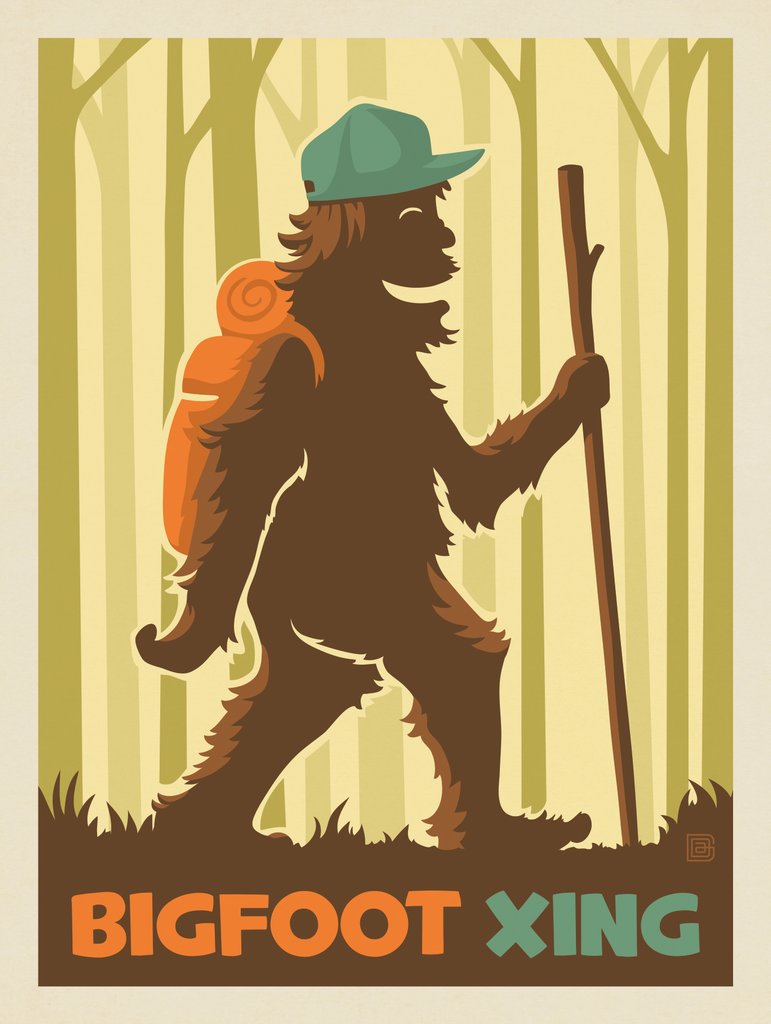 Bigfoot X-ing - Metal Sign - Artwork