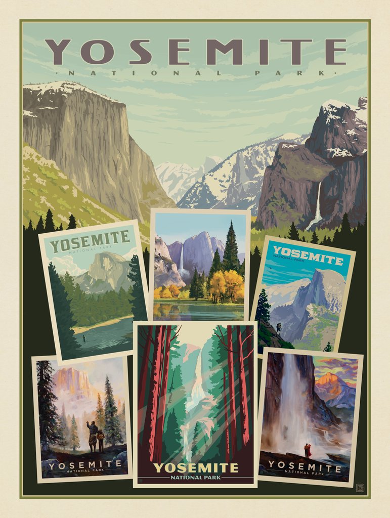 Yosemite National Park: Collage Print - Metal Sign - Artwork