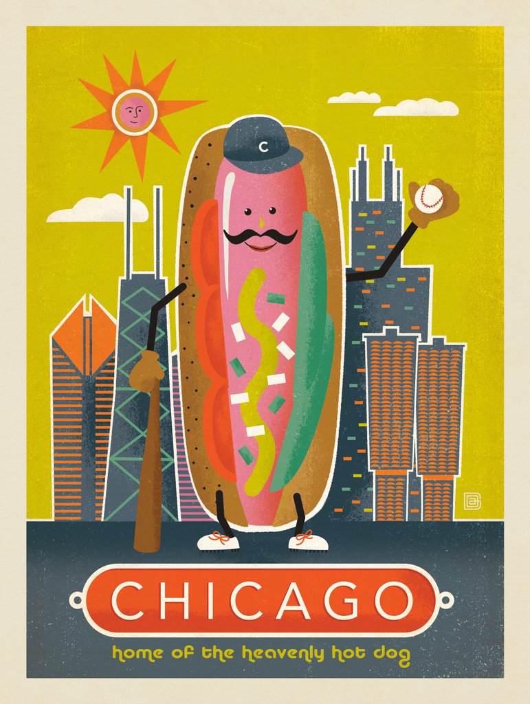 Chicago-Style Hot Dog - Notecards - Artwork
