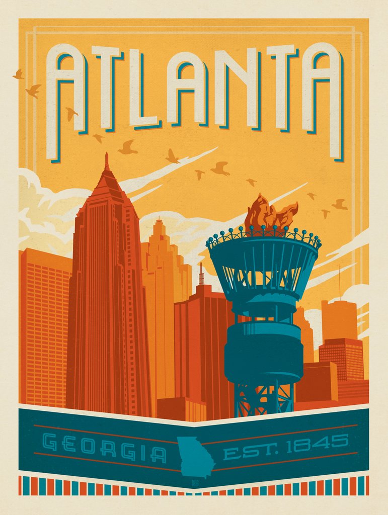 Atlanta, GA: Downtown - Canvas - Artwork