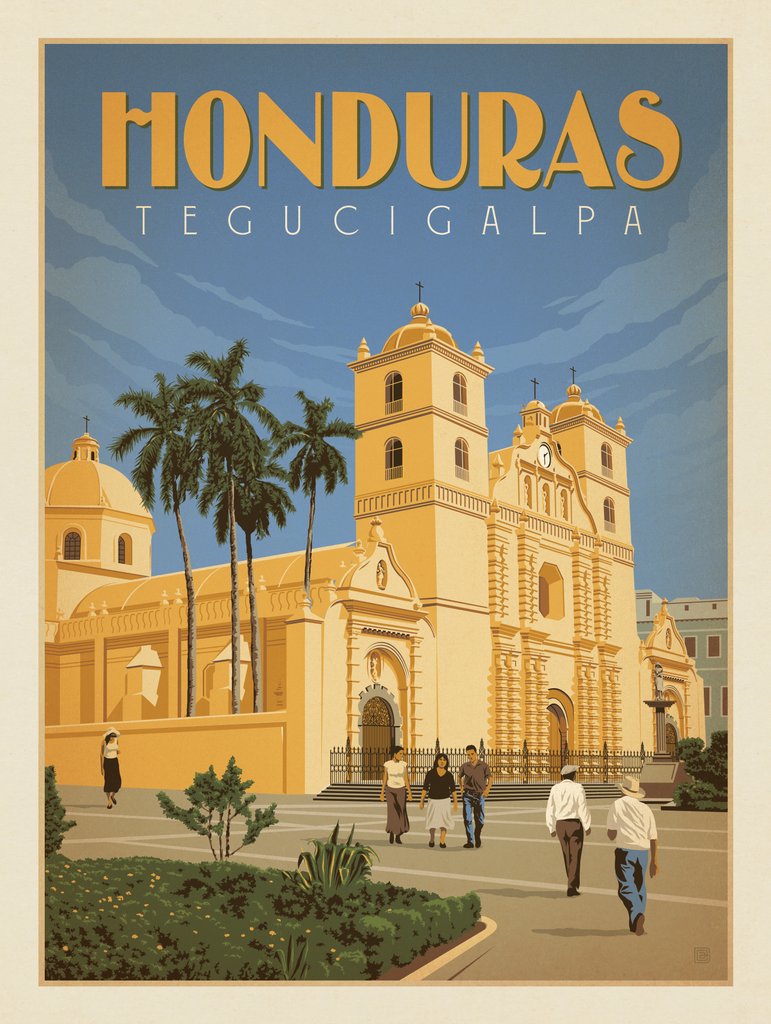 Honduras: Tegucigalpa - Metal Sign - Artwork