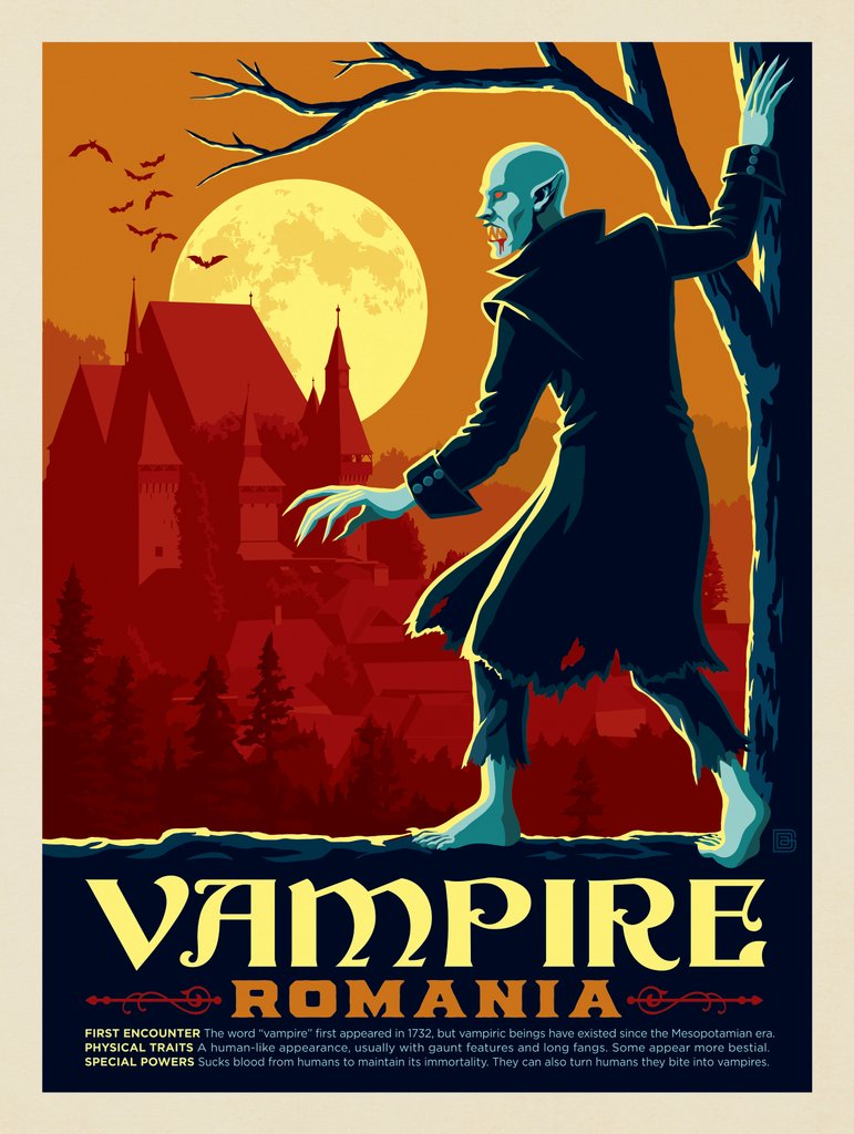 Mythical Creatures: Vampire (Romania) - Metal Sign - Artwork