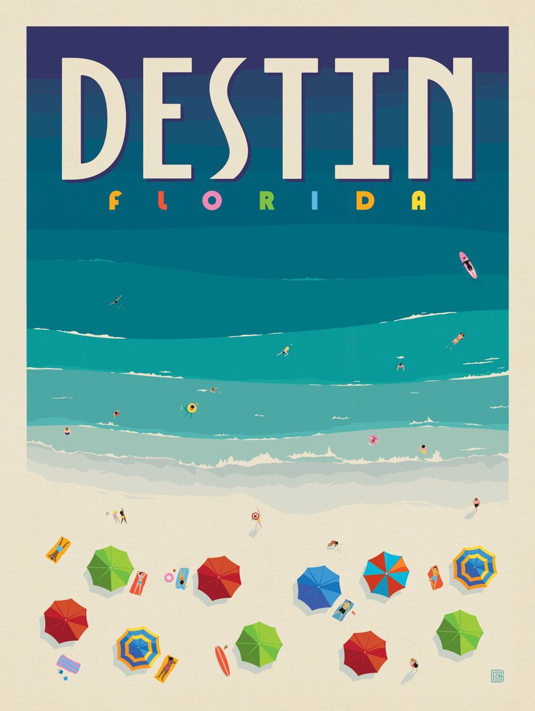 Destin, Florida - Postcards - Artwork
