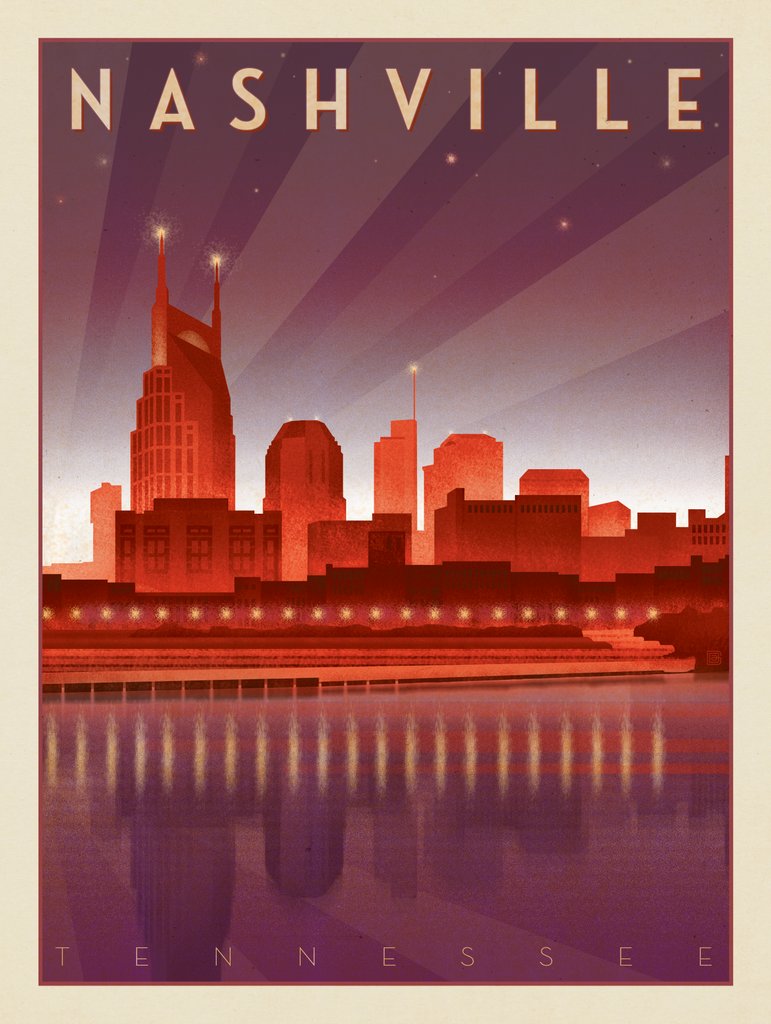 Nashville Skyline (at Night) - Art Print - Artwork