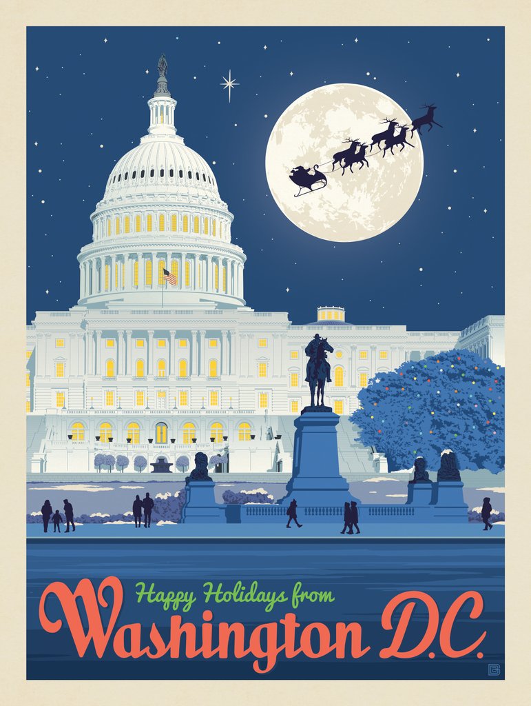 Happy Holidays From Washington DC - Notecards - Artwork