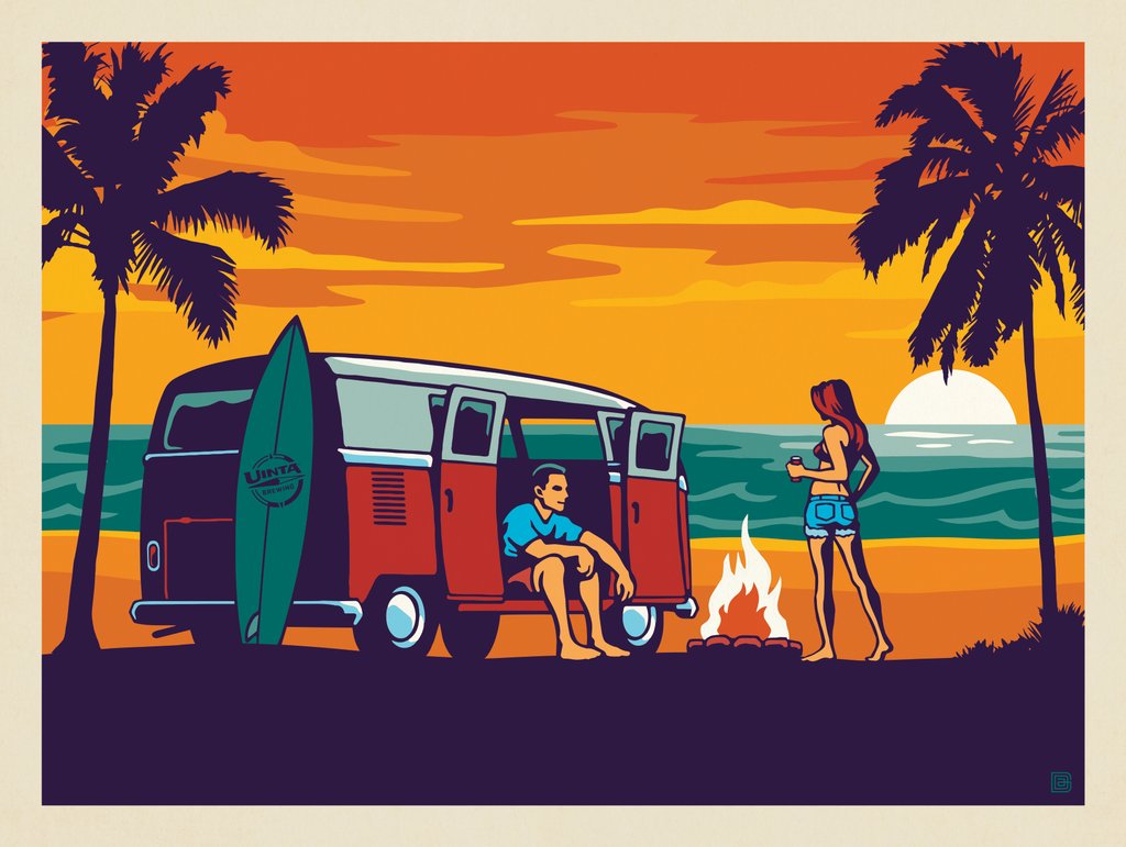 West Coast Surf Van - Art Print - Artwork
