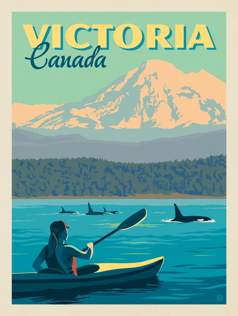 Canada: Victoria Kayaking - Metal Sign - Artwork