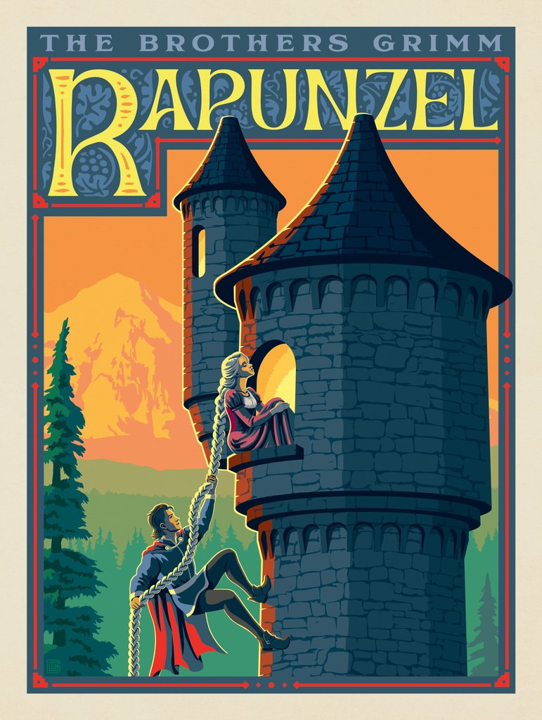 Rapunzel: Brothers Grimm - Postcards - Artwork