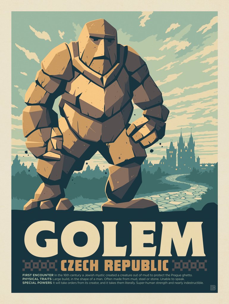 Mythical Creatures: Golem (Czech Republic) - Art Print - Artwork