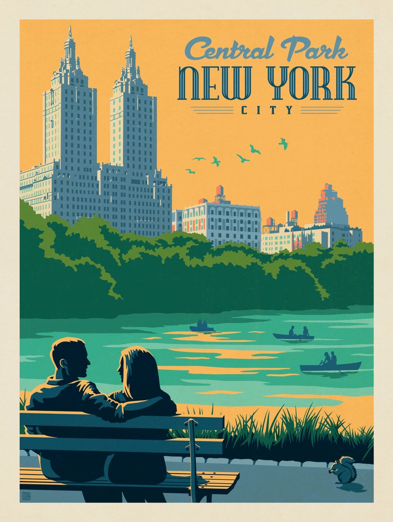 New York: Central Park Bench - Art Print - Artwork