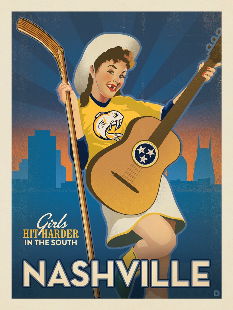 Spirit Of Nashville Hockey Fan Club: Vintage Pin Up Girl - Art Print - Artwork