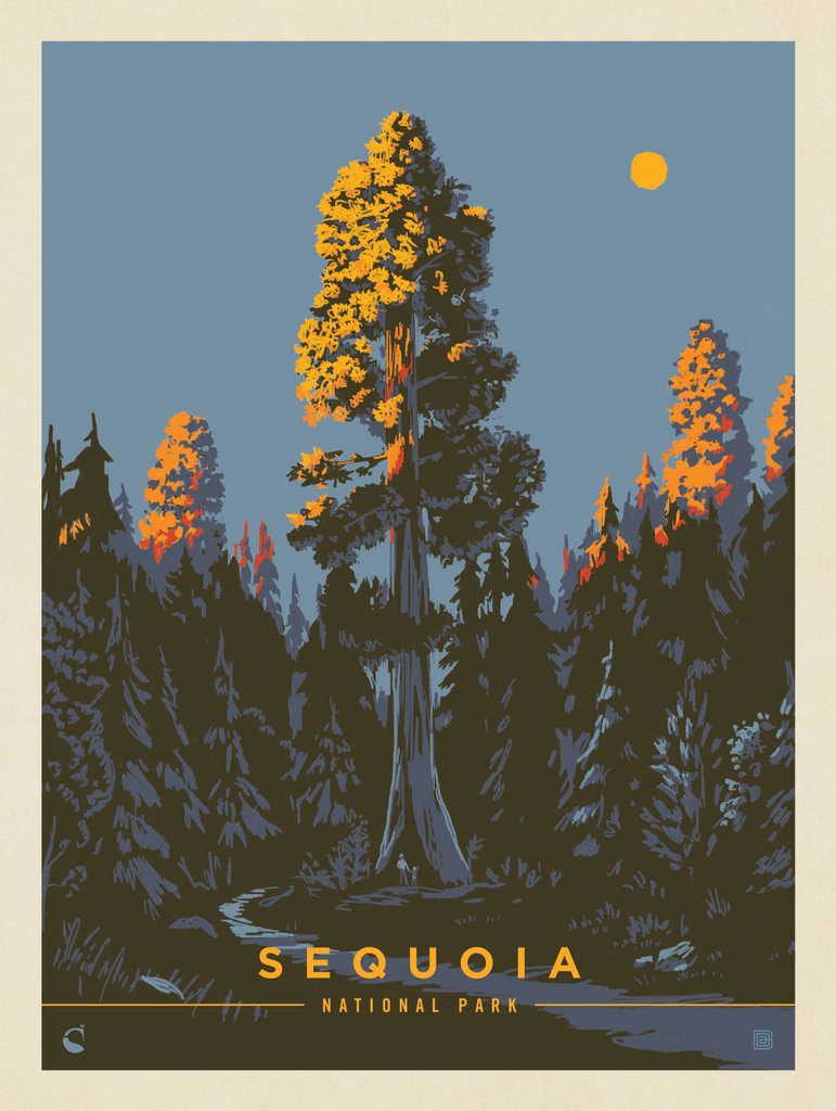 Sequoia National Park: Morning Glow - Metal Sign - Artwork