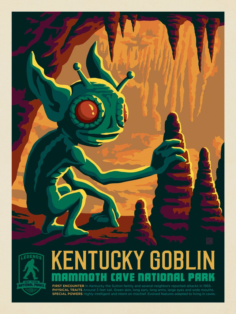 Legends Of The National Parks: Mammoth Cave's Kentucky Goblin - Postcards - Artwork