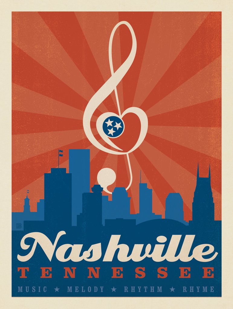 Nashville Treble Clef Skyline - Canvas - Artwork