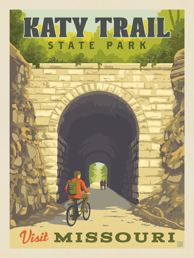MO—Visit Missouri: Katy Trail State Park - Metal Sign - Artwork