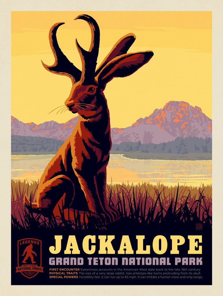 Legends Of The National Parks: Grand Teton's Jackalope - Metal Sign - Artwork