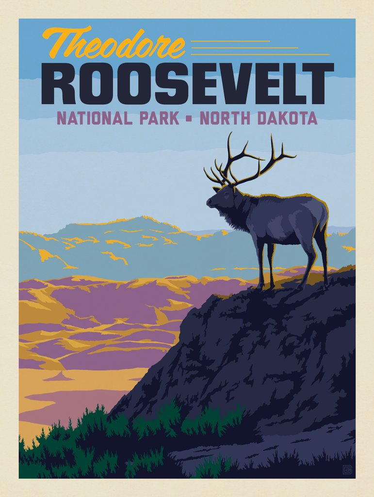 Theodore Roosevelt National Park: Elk - Art Print - Artwork
