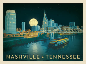 Nashville Riverfront Skyline at Night