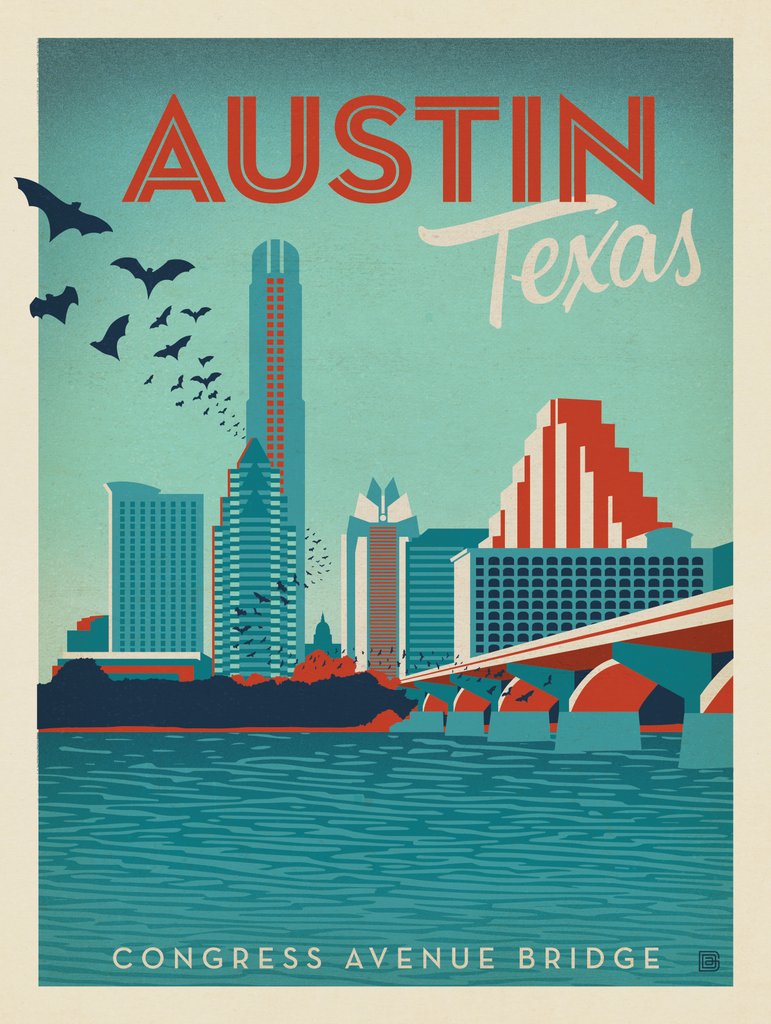 Austin, TX Congress Ave. Bridge - Metal Sign - Artwork