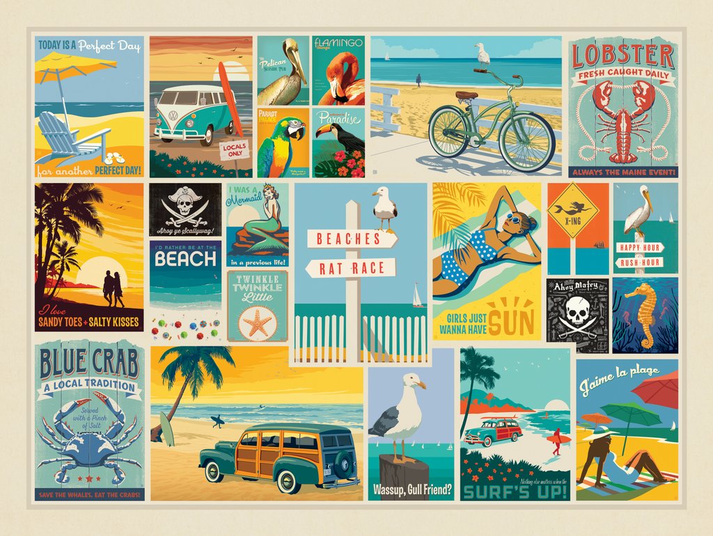 Coastal Collection Collage (Horizontal) - Metal Sign - Artwork